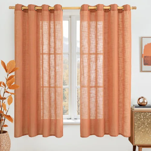Miniatura 61 de LAMIT Cortinas de lino sintético para dormitorio, paneles filtrantes de luz, cortinas de lino con protección de privacidad con ojales para ventanas
