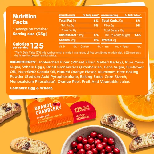 Miniatura 2 de Cooper Street Galletas italianas Biscotti, sabor a naranja y arándano, 1.25 onzas, paquete de 24, sin maní ni lácteos, sabor dulce satisfactorio sin