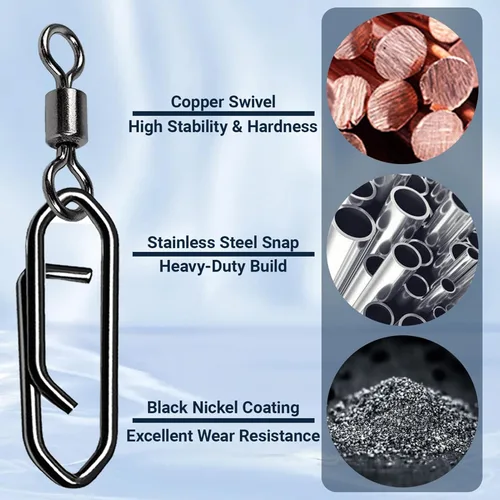 Miniatura 3 de AMYSPORTS Barril de agua salada de alta resistencia Giratorios Aparejos de pesca Conector de línea de acero inoxidable Broches de pesca Cambio
