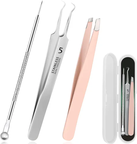 WSYUB Pinzas de puntos negros, kit de herramientas para reventar espinillas, extractor de puntos negros, pinzas de pelo encarnado, herramientas de