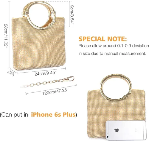 Miniatura 3 de LIFEWISH Bolsos de noche con diamantes de imitación de cristal para mujer bolsos de mano brillantes para graduación cóctel fiesta boda