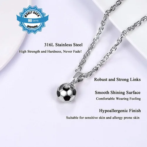 Miniatura 6 de PROSTEEL Collar con dije de fútbol 3D de acero inoxidable para fútbol baloncesto unisex joyería para niños niñas mujeres regalo para fanáticos