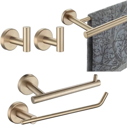 Miniatura 13 de JQK BAS105-BN - Juego de accesorios de baño de 5 piezas, accesorios de baño con acabado cepillado, incluye barra de toalla de 24 pulgadas, barra