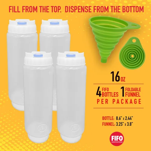 Miniatura 2 de Rockland Guard FIFO Botella exprimible recargable (paquete de 6) dispensador azul para condimentos gruesos, salsas tártaras, relleno y aderezo