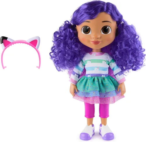 Miniatura 8 de Gabby's Dollhouse DreamWorks, muñeca Gabby Girl de 13 pulgadas de alto con efectos de sonido y orejas de gato reversibles, juguetes para niños