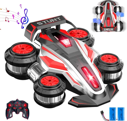 Coche de Acrobacias de Derrape con Control Remoto, Coches RC con Luz y Música, Coche Suspendido de Rotación de 360°, 2.4G, Coches de Control Remoto