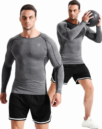 Miniatura 7 de NELEUS Camisas de compresión de manga larga para hombre, para ejercitarte, correr, 3 u