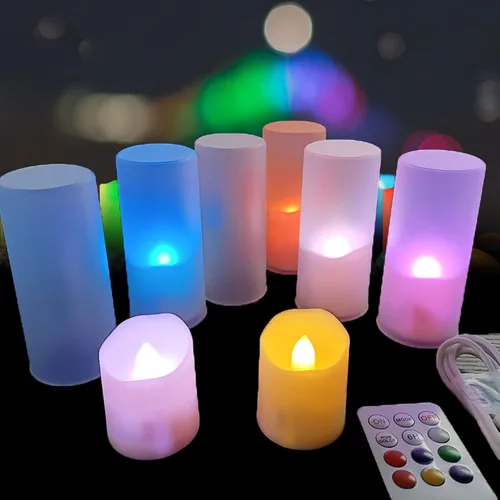 Miniatura 7 de Velas LED recargables con control remoto, 6 velas LED parpadeantes sin llama, velas de batería parpadeantes para decoración de Halloween, Navidad