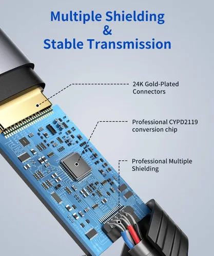 Miniatura 6 de JSAUX Adaptador USB C a DisplayPort 4K a 60Hz, tipo C a puerto de pantalla, adaptador de cable compatible con iPhone 17 Pro/16/15, MacBook Pro 2019