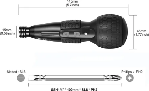 Miniatura 8 de Destornillador eléctrico inalámbrico de 3.6 V, magnético 2 en 1 (manual y automático) con avance/atrás, batería USB-C de 1800 mAh, luz de retardo