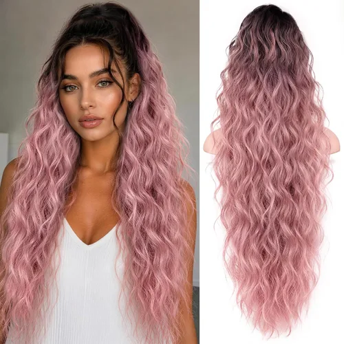 Miniatura 8 de ORSUNCER Extensión de cola de caballo de 18" con pinza rizada, cola de caballo esponjosa, extensiones de pelo sintético de aspecto natural para mujer