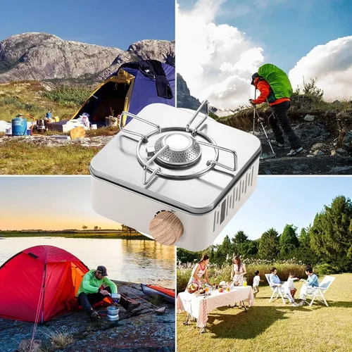 Miniatura 7 de Estufa de camping al aire libre, estufa de butano portátil, válvula de gas de acero inoxidable, estufa de propano para camping, barbacoa, picnic