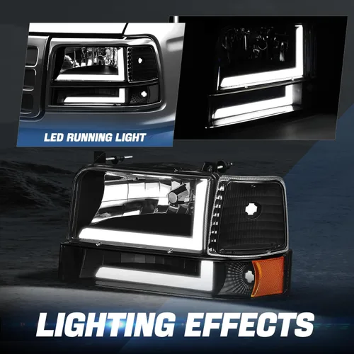 Miniatura 3 de Auto Dynasty Juego de Faros LED DRL 3D y Lámpara de Parachoques Compatible con Ford F-150 F-250 F-350 Bronco 1992-1996, Lado del Conductor