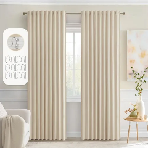 Miniatura 20 de MIULEE Cortinas opacas con pestaña trasera de 63 pulgadas de largo, juego de 2 paneles para sala de estar, dormitorio, privacidad, bolsillo