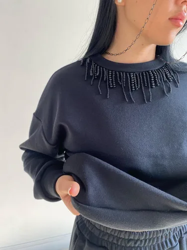 Miniatura 2 de 1 yarda blanca y negra larga con flecos de perlas de encaje con cuentas de borde de perlas borlas vestido de ropa borla flecos encaje decoración