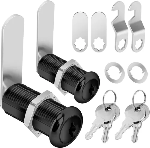 Cerradura de Leva para Gabinete con Llave Maestra Negra de 1-1/2 Pulgadas, Cerraduras de Leva con Llaves para Asegurar Archivos y Cajones,