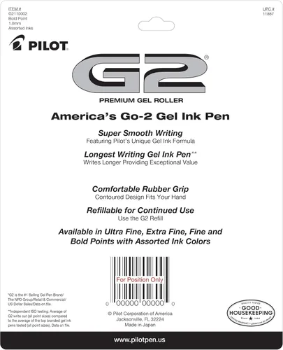 Miniatura 2 de Pilot G2 Premium - Bolígrafos retráctiles de tinta de gel de alta calidad, punta gruesa (1.0mm), bolígrafos de gel 1.0, surtidos, paquete de 10