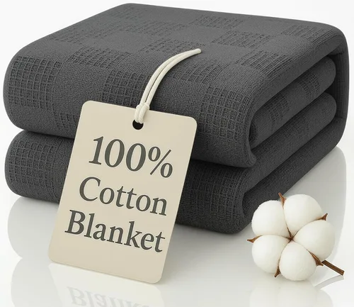 Miniatura 11 de JMR - Manta de punto gofre, 100 % algodón, tamaño Queen, ligera, tejida de punto gofre, para cama, sofá y sofá, transpirable, cómoda para todas