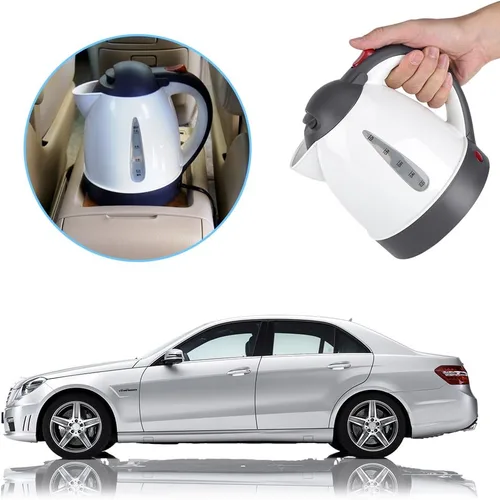 Miniatura 4 de Fdit Hervidor eléctrico portátil para automóvil, viaje por carretera, encendedor de cigarrillos DC12V/24V agua calentada, té, café, caldera, apagado