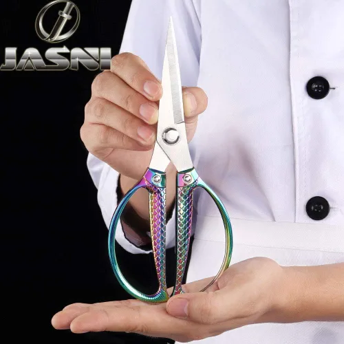 Miniatura 4 de Jasni Tijeras de cocina resistentes de acero inoxidable para alimentos, carne, aves de corral, corte afilado, potente, fuerte, profesional