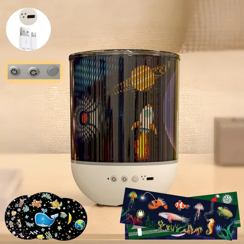 Miniatura 3 de Colorful Life Proyector dinámico de galaxia de luz nocturna para niños, luz musical, lámpara espacial giratoria con proyección animada, versión