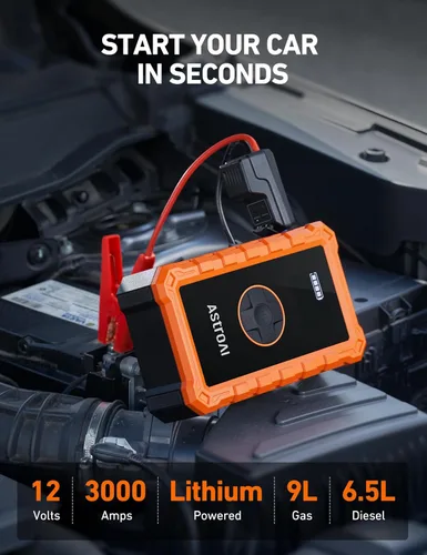 Miniatura 2 de AstroAI - Arrancador portátil S8 con compresor de aire, pico de 1500 A (gasolina hasta 6.0 L y diésel 3.0 L), inflador de 150 PSI con apagado