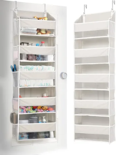Miniatura 16 de ULG Organizador para colgar sobre la puerta, 5 niveles extra grande con 10 bolsillos de malla, capacidad de 100 libras, organizador de puerta Beige