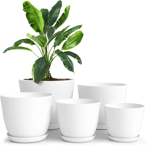 Miniatura 20 de Utopia Home - Macetas de Interior con Drenaje - Macetas de Flores de 7/6.6/6/5.3/4.8 Pulgadas para Plantas de Interior - Juego de 5 Macetas