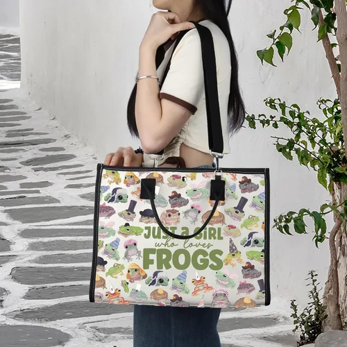Miniatura 3 de LEVLO Bolsa de maquillaje cosmética de rana divertida, regalo para amantes de los animales, solo una chica que ama a las ranas, bolsa de maquillaje