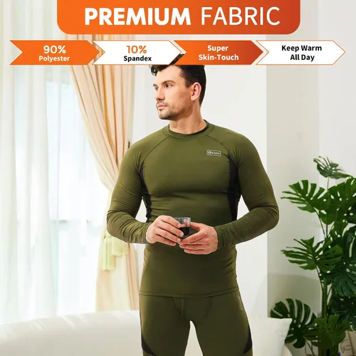 Miniatura 7 de CL convallaria Conjunto de ropa interior térmica para hombre con bragueta, capa base larga para invierno, equipo de caza, parte superior e inferior