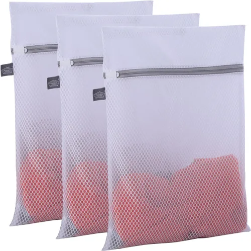 Miniatura 17 de Kimmama Bolsas de malla para lavado de lavandería, bolsas de lencería para lavar delicados, bolsas de malla para lavadora, red blanca, cremallera