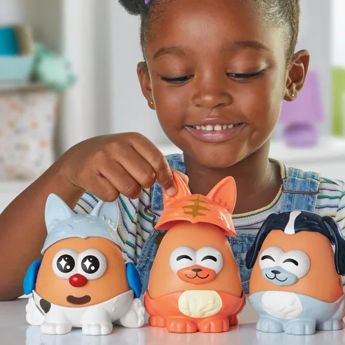 Miniatura 7 de POTATO HEAD Pet-Tato Tots, conjunto temático de mascotas con 31 partes y piezas más estuche de transporte con ruedas, juguetes para niños pequeños