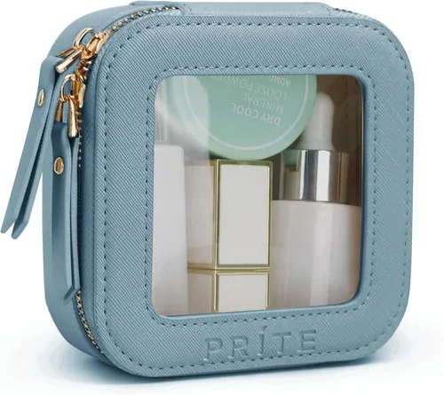 Miniatura 13 de Prite Bolsa de maquillaje transparente, estuche organizador de cosméticos, bolsa de aseo de viaje impermeable, bolsa para el cuidado de la piel