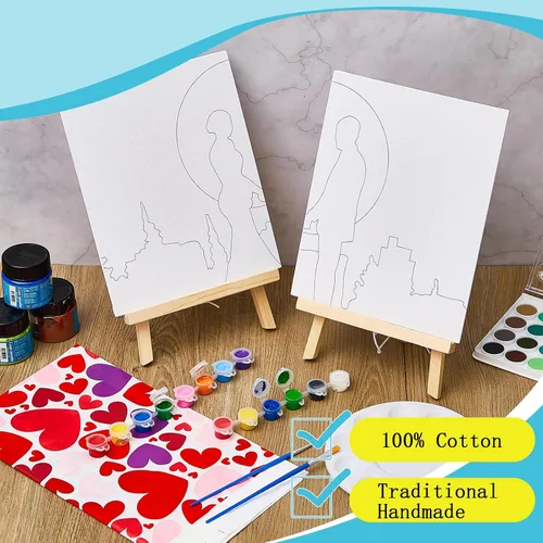 Miniatura 4 de Yeaqee Kit de 13 piezas para sorber y pintura para adultos, lienzo elástico, cita nocturna, San Valentín, kit de pintura, suministros de pintura
