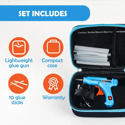 Miniatura 2 de Kit de pistola de pegamento caliente con estuche, juego de mini pistola de pegamento caliente de 20 W y 10 barras de pegamento pequeñas, para niños