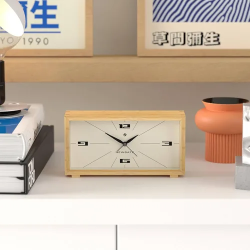 Miniatura 2 de NEWGATE® Lemur - Reloj despertador Diseño rectangular Funda de bambú Ideal para mesita de noche, escritorio o estante Moderno accesorio