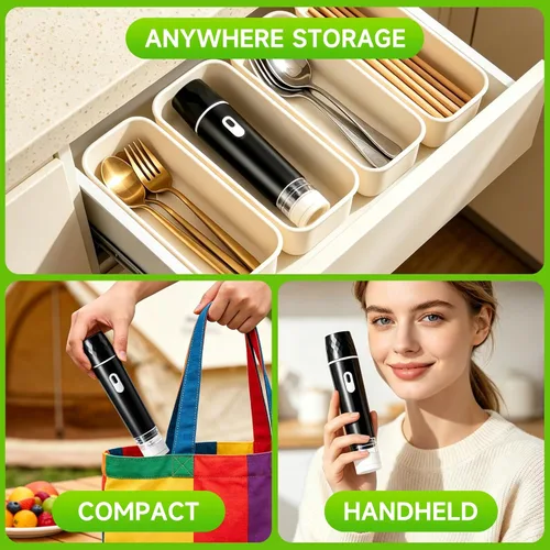Miniatura 3 de Compact Vacuum Sealer for Food, Vacuum Sealer Machine with 10 Reusable Vacuum Bags, KomBryvian Powerful Handheld Vacuum Sealers, Meal Saver