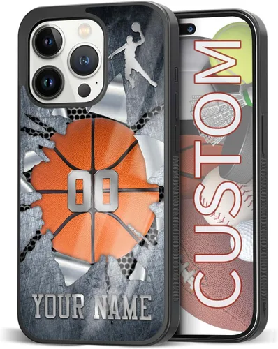 Miniatura 36 de Fundas de teléfono personalizadas con nombre, diseño vintage con textura de metal para iPhone 6, 7, 8, 11, 12, 13, 14, 15, 16, 17 Pro Max Plus Mini