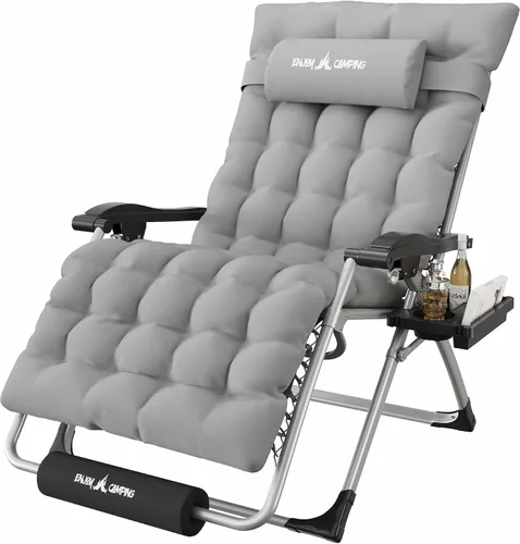 Miniatura 37 de Amopatio Silla de gravedad cero de gran tamaño, silla reclinable de 29 pulgadas de ancho, con bloqueo y reposapiés mejorados, soporte para tazas