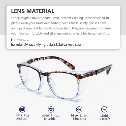 Miniatura 4 de Gafas de seguridad antivaho Z87.1 con bloqueo de luz azul, antipolvo, protección UV, para hombres y mujeres (cuarzo azul)