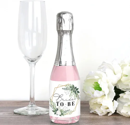 Miniatura 2 de Big Dot of Happiness Boho Botanical Bride - Mini calcomanías para botellas de vino y champán, regalo de despedida de soltera y fiesta de boda