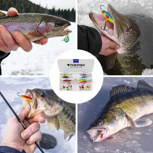 Miniatura 6 de THKFISH: Señuelos de pesca en hielo, plantillas de pesca en hielo, equipo de pesca en hielo, señuelos duros y plantillas de pesca Walleye, kit