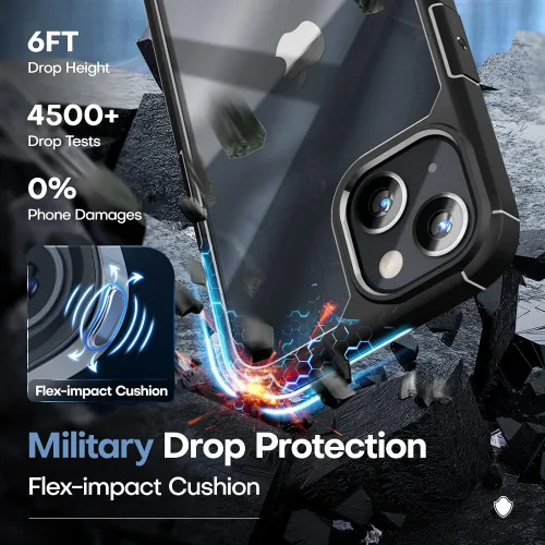 Miniatura 3 de TAURI Funda 3 en 1 para iPhone 13, con 2 protectores de pantalla, [protección contra caídas de grado militar] a prueba de golpes para iPhone 13