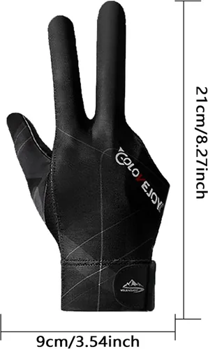 Miniatura 4 de Guantes de billar de 3 dedos, guantes de billar para mano izquierda y diestra, transpirables, antideslizantes, para billar Mano derecha negra y gris