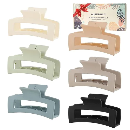 Miniatura 9 de Auseibeely 6 pinzas para el cabello a cuadros para mujer, 3.35 pulgadas, pinzas cuadradas medianas para cabello fino, bonitos accesorios