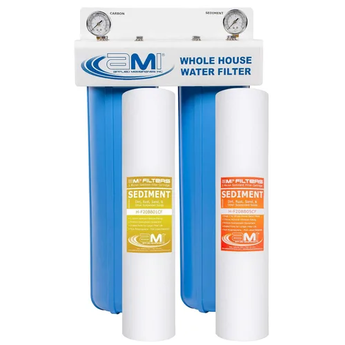 Miniatura 12 de Applied Membranes Inc. Sistema de filtro de agua de 2 etapas para toda la casa, 1 micrón y 5 micrones 4.5 pulgadas por 10 cartuchos de filtro