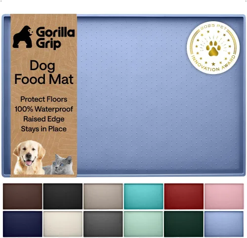 Miniatura 10 de GORILLA GRIP - Alfombrilla de silicona 100% impermeable con bordes elevados, sin BPA, para mascotas, tapetes para comida de perros y gatos, contiene