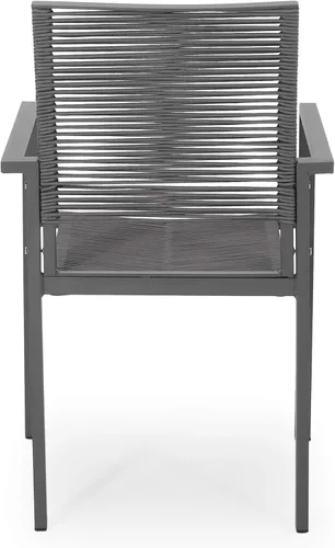 Miniatura 7 de Great Deal Furniture Jean - Silla de comedor de aluminio moderna para exteriores con asiento de cuerda (juego de 2), gris y gris oscuro