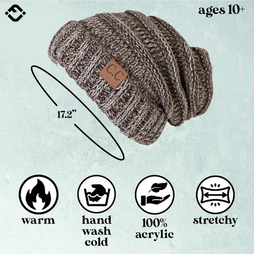 Miniatura 251 de Funky Junque Gorro de moda de punto trenzado de talla extragrande, grueso, abrigado, suave y holgado