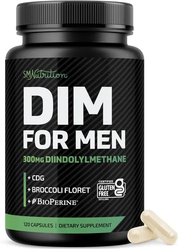 Suplemento DIM para hombres de 300 mg | Bloqueador de estrógeno e inhibidor de la aromatasa | Refuerzo de equilibrio hormonal extra fuerte y